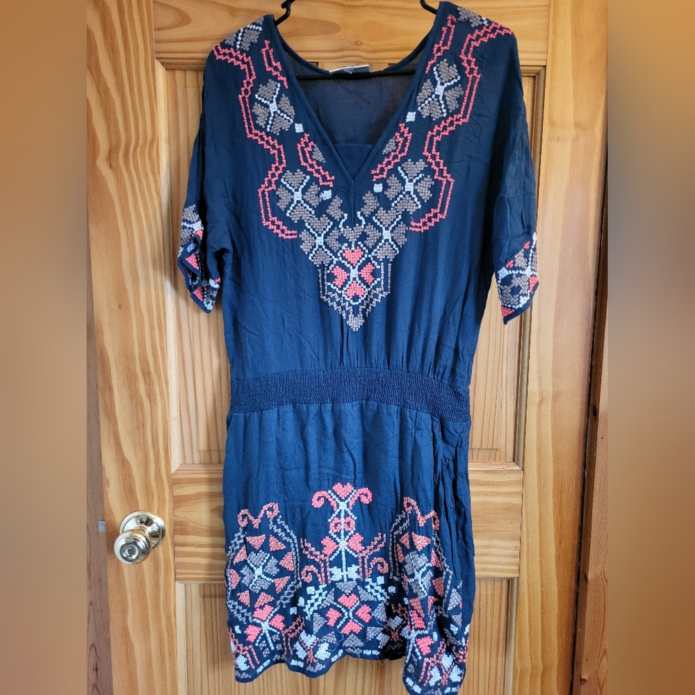 Fun BOHO style Baraschi dress size S anthropologie lovers pink embroidery